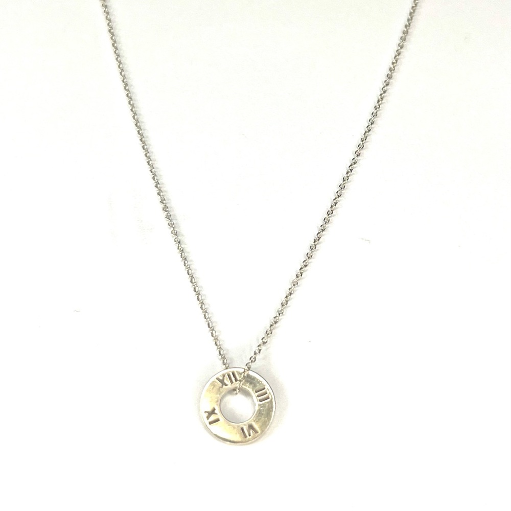 Tiffany&Co Atlas Circle Pendant Necklace 16” Sterling Silver
